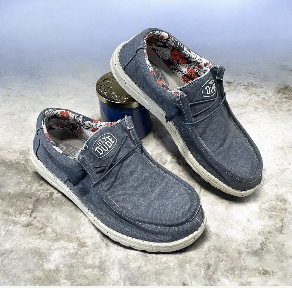 Hey Dude Wally Stretch Canvas Fashion Sneakers Men's Size 13 Casual Shoes Blue